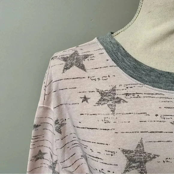 Splendid Pink Gray Star Lounge Sweatshirt Small Cozy Soft Pullover Casual - Picture 6 of 16